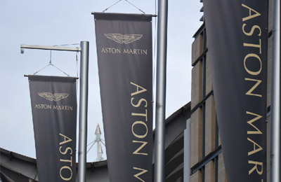 events signage banner for Aston Martin Edinburgh