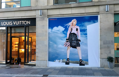 Louis Vuitton Retail Graphic example on the street for shop in Edinburgh