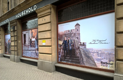 Window Graphics example for shop on the high street in Edinburgh, Scotland
